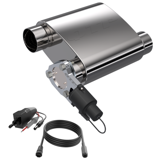 QTP 3in Weld-On 304SS Screamer Muffler Short Case w/Bolt-On QTEC Electric Cutout