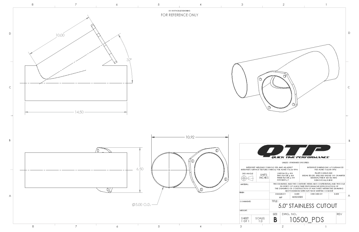 QTP 5.00 Inch Stainless Steel Exhaust Cutout