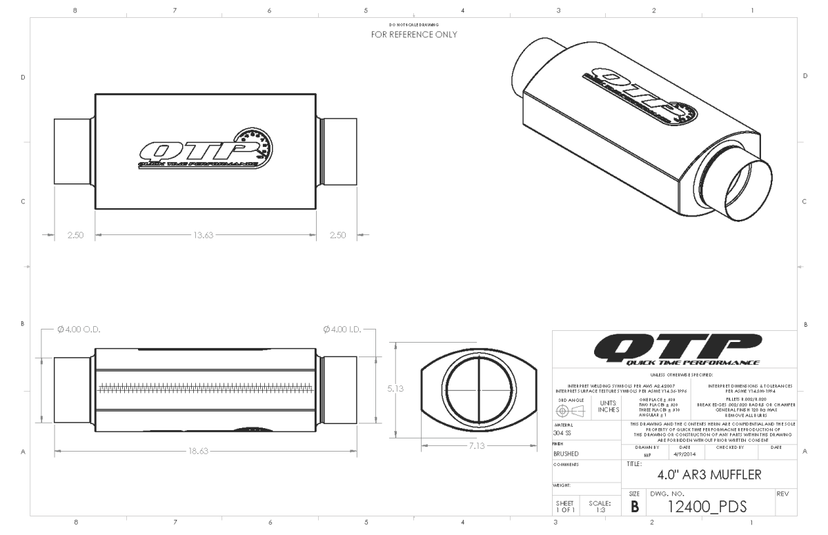 QTP 4.00 Inch AR3 Muffler