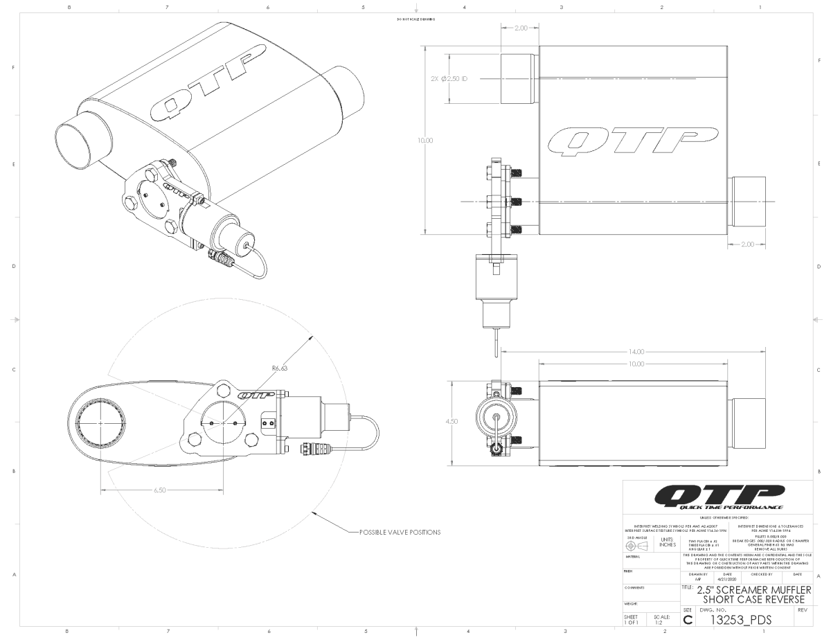 QTP 2.50 Inch Reverse Screamer Muffler Short Case