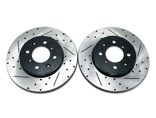 BLOX Racing 90-01 Acura Integra (Excl Type-R) Front Slotted & Drilled Rotors - Pair