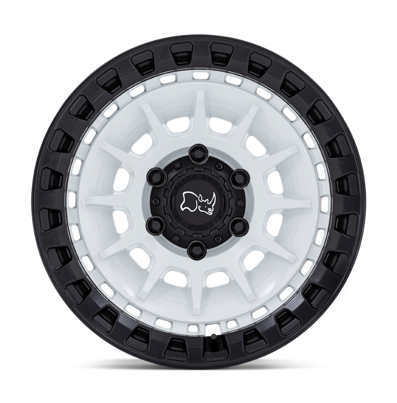 18x9.0 Black Rhino Barrage Gloss White on Matte Black