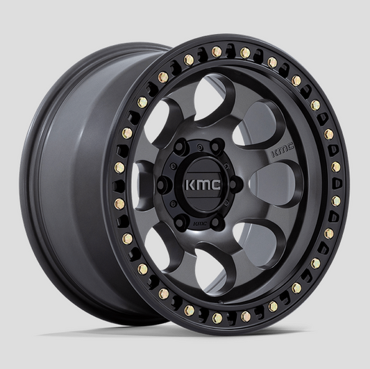 17x8.5 KMC Riot SBL KM550 Anthracite w/Satin Black Lip