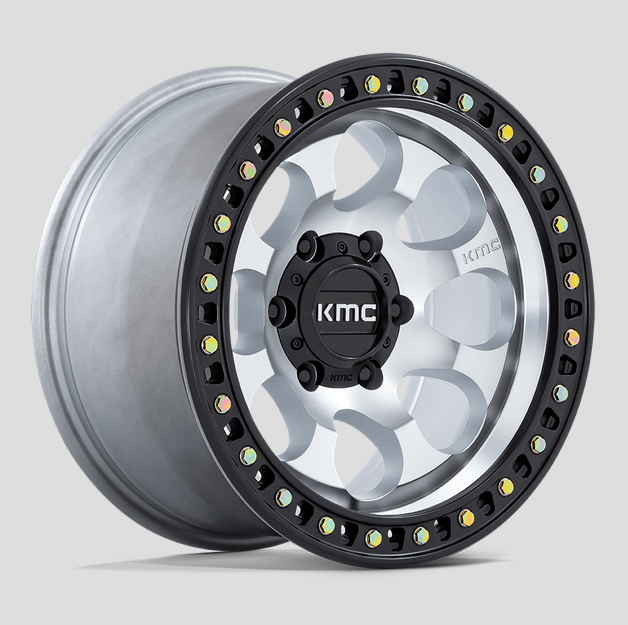 17x8.5 KMC Riot SBL KM550 Machined w/Satin Black Lip