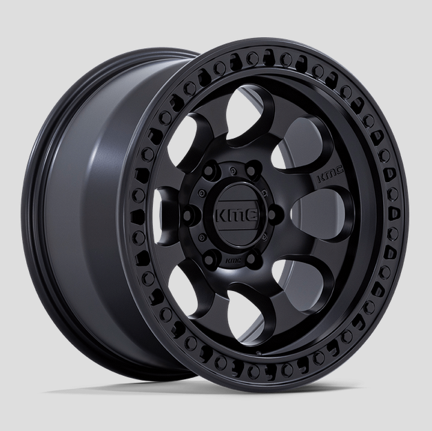 17x8.5 KMC Riot SBL KM550 Satin Black