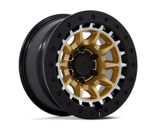 17x8.5 Black Rhino Tusk BR016 Matte Gold w/ Machined Ring