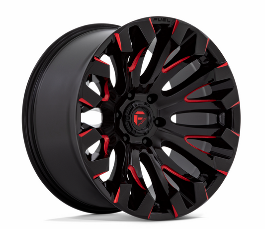 18x9.0 Fuel Quake D829 Gloss Black Milled Red