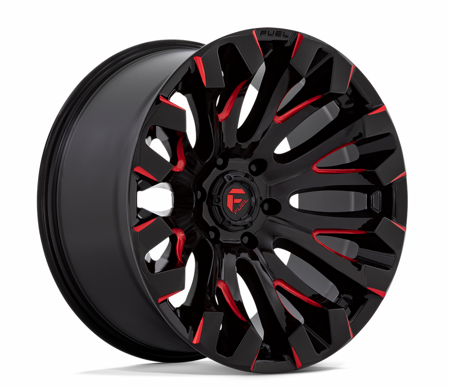 20x9.0 Fuel Quake D829 Gloss Black Milled Red