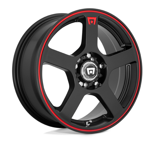 15x6.5 Motegi FS5 MR116 Matte Black w/Red Stripe