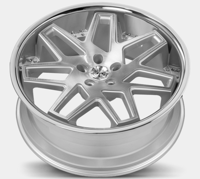 20x9.0 / 20x10.5 Lexani Nova 5x112 Silver & Machined with Stainless Steel Lip