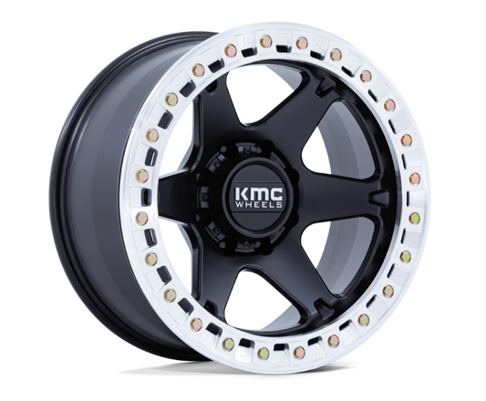 17x9.0 KMC KM238 VI Beadlock Satin Black w/ Machined Ring