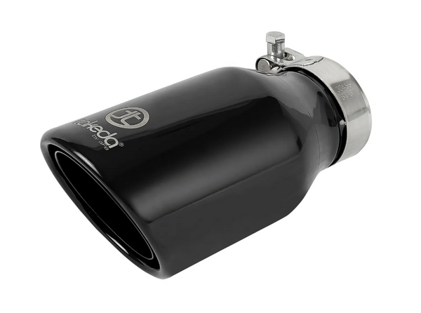 aFe Takeda 304 Stainless Steel Clamp-On Exhaust Tip 2.5in.Inlet / 4in Outlet - Black