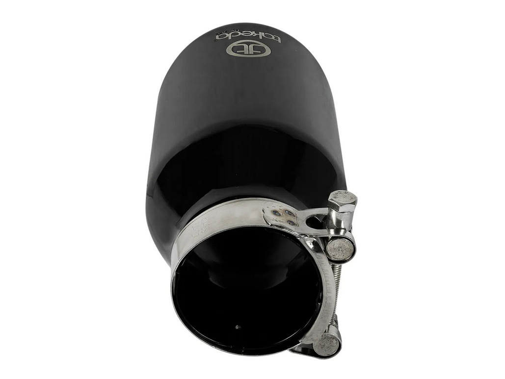 aFe Takeda 304 Stainless Steel Clamp-On Exhaust Tip 2.5in.Inlet / 4in Outlet - Black