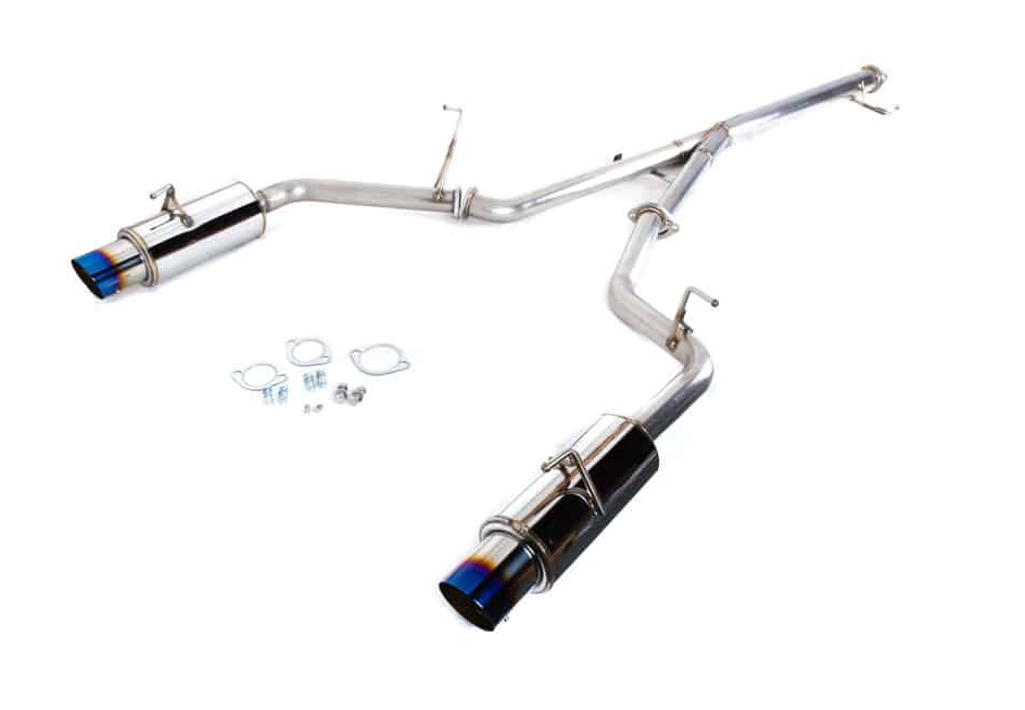 Revel Medallion Touring S Dual Muffler 1990-1999 Mitsubishi 3000GT VR4 Single Wall Blue Tip, Includes Baffle/Silencer