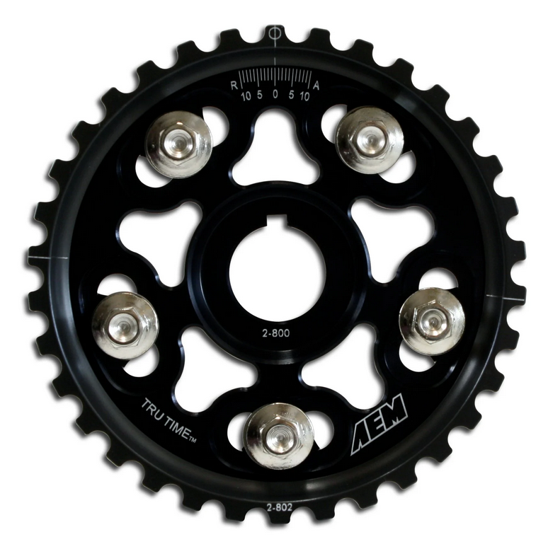 AEM Tru-Time Adjustable Cam Gears (Fits Honda/Acura B and H23 Series Engines - Black - 5-Bolt)