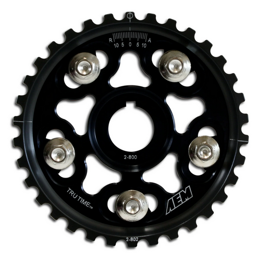 AEM Tru-Time Adjustable Cam Gears (Fits Honda/Acura B and H23 Series Engines - Black - 5-Bolt)