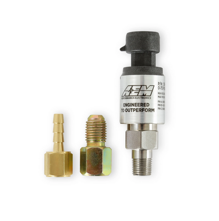 AEM 5 BAR Stainless Steel MAP Sensor Kit (1/8 in. NPT Male Thread w/ -4 and 3/16 NPT Adapters)