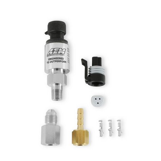 AEM 3.5 Bar Stainless MAP Sensor Kit (1/8 in. NPT Male Thread w/ -4 and 3/16 NPT Adapters)