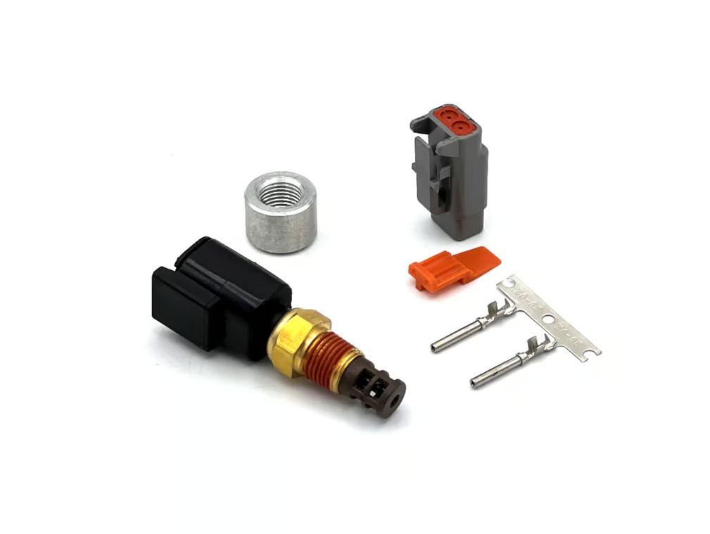 AEM DTM-Style Air Temp Sensor Kit (-20C to 150C / -4F to 302F - 1/8 in. NPT Aluminum Bung, Connector, and Pins)