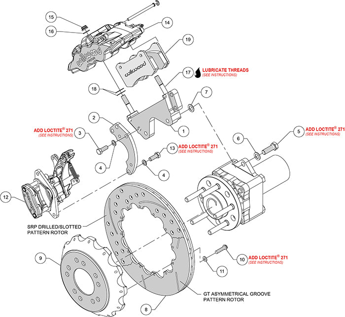 Wilwood AERO4 / MC4 Rear Kit 14.00 Currie Pro-Tour Unit Bearing Floater