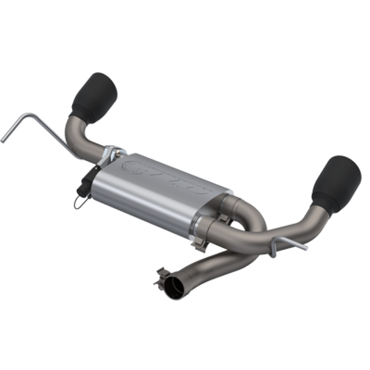 QTP 2007-2018 Jeep Wrangler 3.6L/3.8L 304SS Screamer Axle Back Exhaust w/4" Black Tips