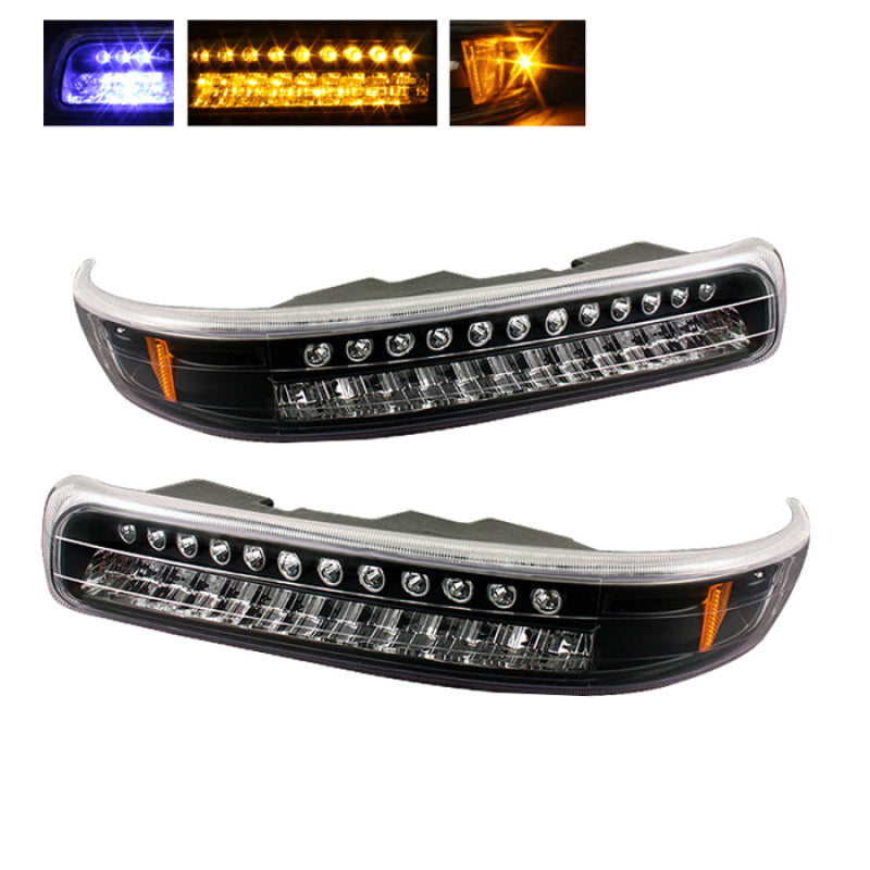 Xtune Chevy Silverado 1999-2002 LED Amber Bumper Lights Black