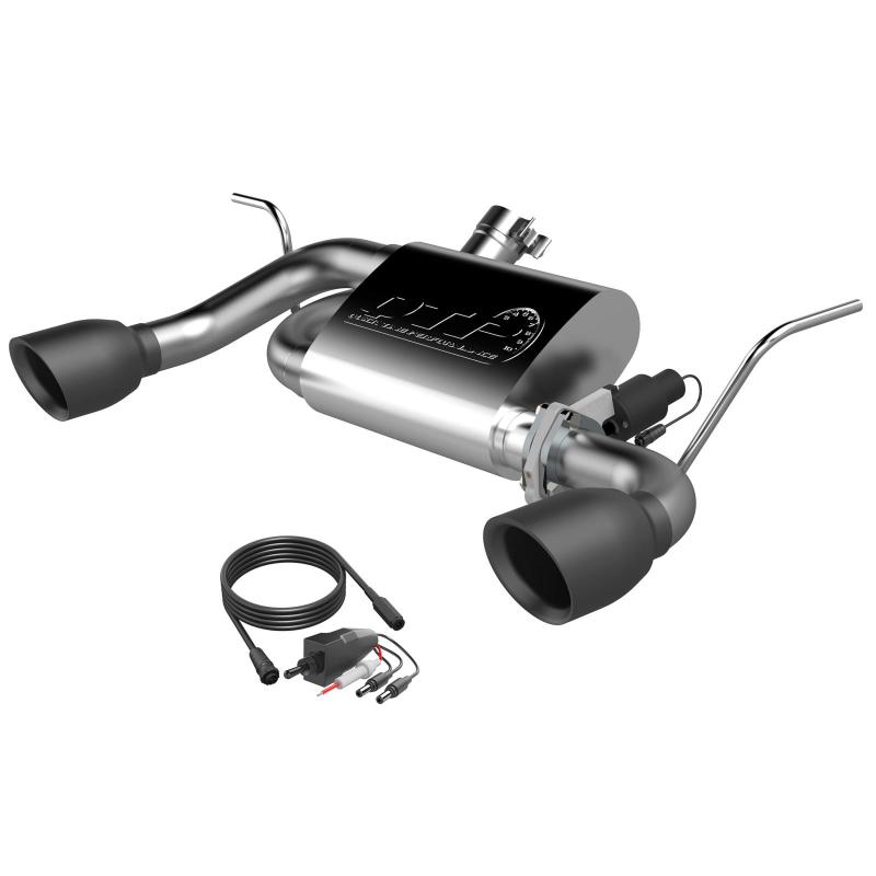 QTP 2007-2018 Jeep Wrangler 3.6L/3.8L 304SS Screamer Axle Back Exhaust w/4" Black Tips