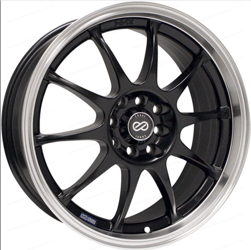 Enkei J10 16x7 5x112/114.3 38mm Offset 72.62mm Bore Dia Black w/ Machined Lip Wheel