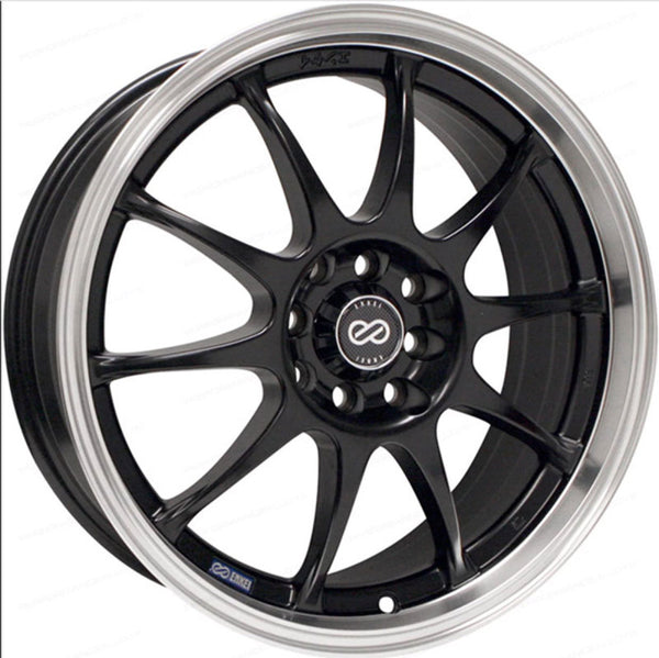 Enkei J10 17x7 5x108/115 38mm Offset 72.6mm Bore Dia Matte Black w/ Machined Lip Wheel