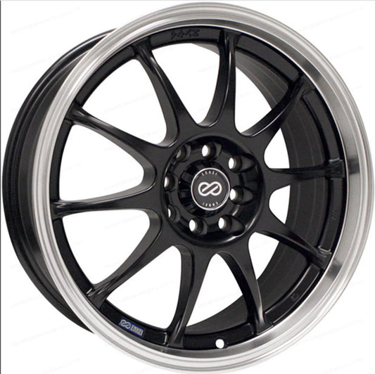 16x7.0 Enkei J10 5x100/114.3 38mm Offset 72.62mm Bore Dia Matte Black w/ Machined Lip Wheel