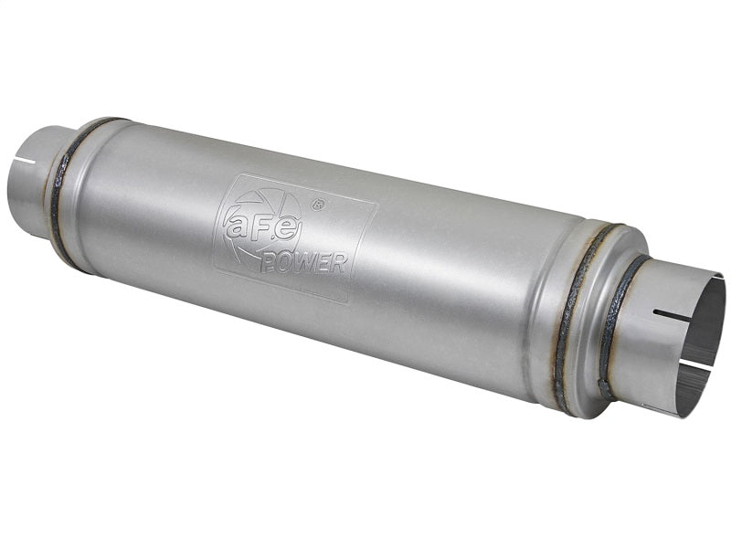 aFe ATLAS Aluminized Steel Muffler 5in Center/Center 24in L x 7in Diameter - Round Body