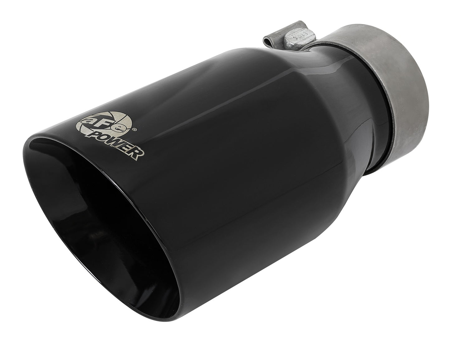 aFe MACH Force-Xp Univ 304 SS Double-Wall Clamp-On Exhaust Tip - Black - 3in Inlet - 4.5in Outlet