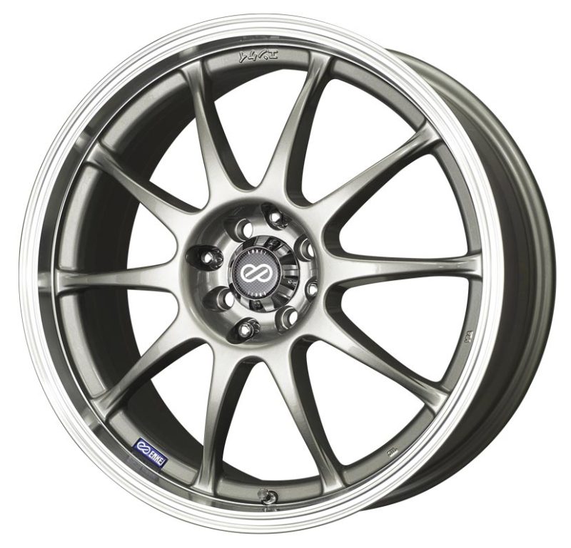 15x6.5 Enkei J10 4x100/114.3 38mm Offset 72.62mm Bore Dia Silver w/ Machined Lip Wheel