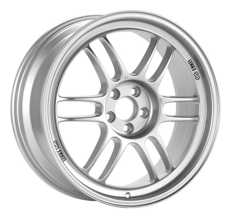 18x8.5 Enkei RPF1, 5x120 40mm Offset 72.5mm Bore Silver Wheel