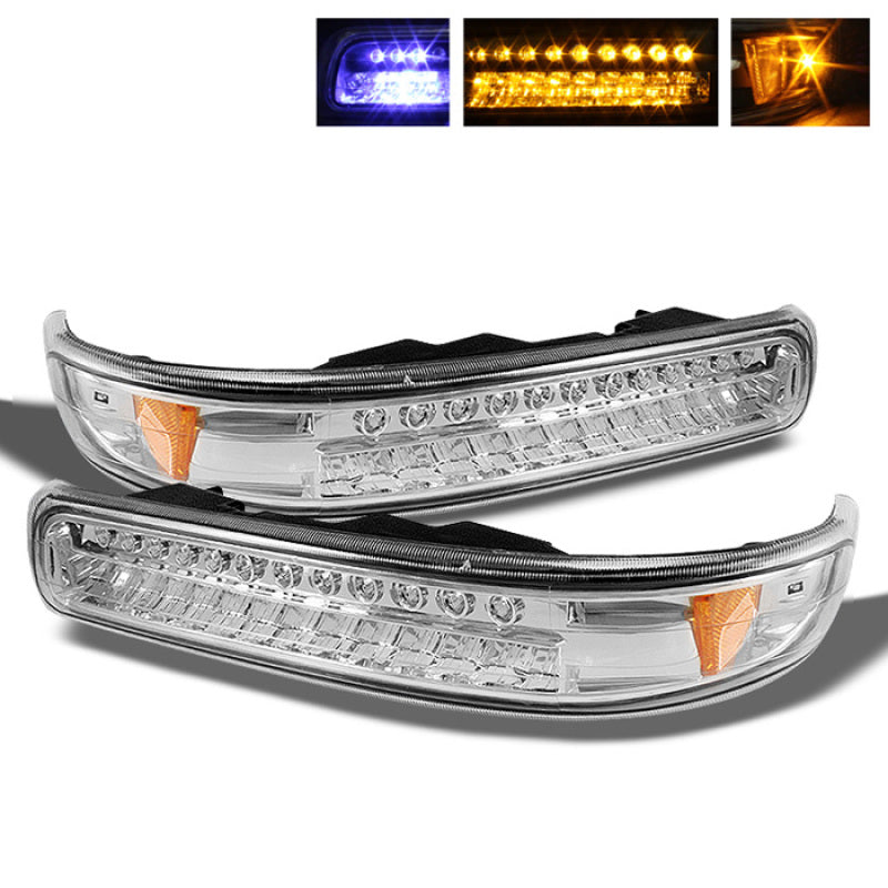 Xtune Chevy Silverado 1999-2002 LED Amber Bumper Lights Chrome