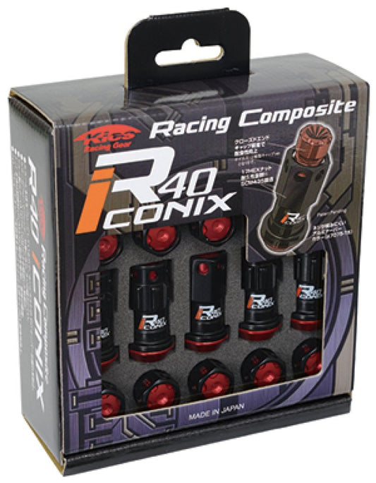 Project Kics 14x1.5 Black R40 Iconix Lug Nuts - 16+4 (Red Cap)