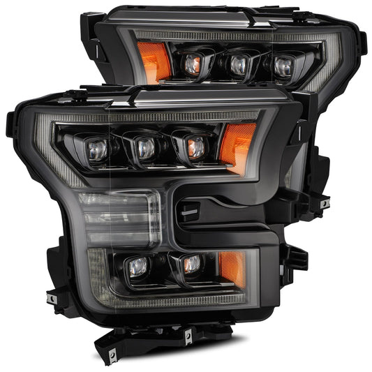 AlphaRex 2015-2017 Ford F150 / 2017-2020 F150 Raptor NOVA-Series LED Projector Headlights Black