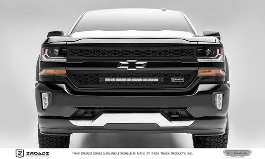 T-Rex ZROADZ Series 2016-2017 Chevrolet Silverado 1500 LED Lighted Grille w/ One 20 Inch Slim single row 2pc Grille (Black)