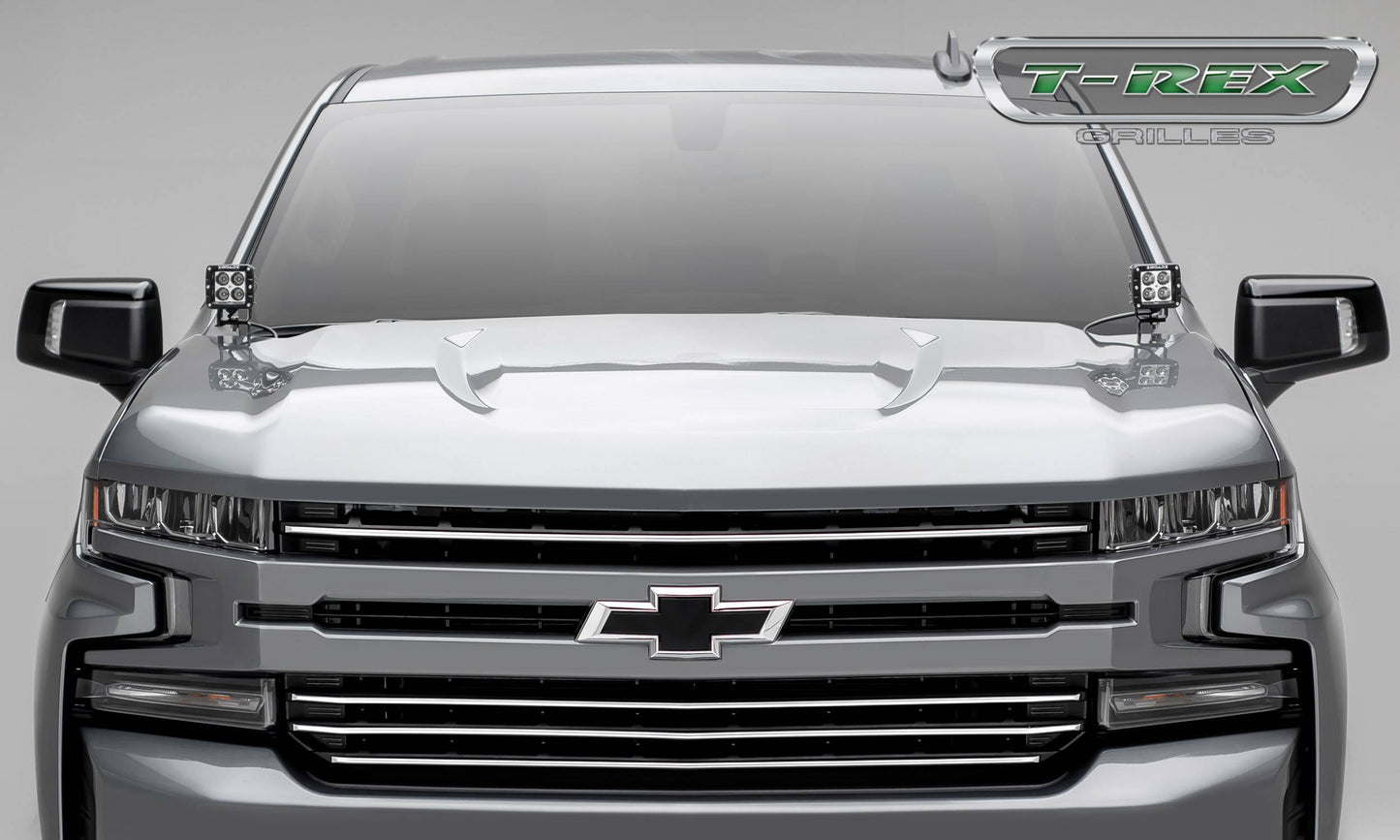 T-Rex 2019 Chevrolet Silverado 1500 Billet Grille, Horizontal Round, 4 Pc, Overlay (Silver Aluminum)