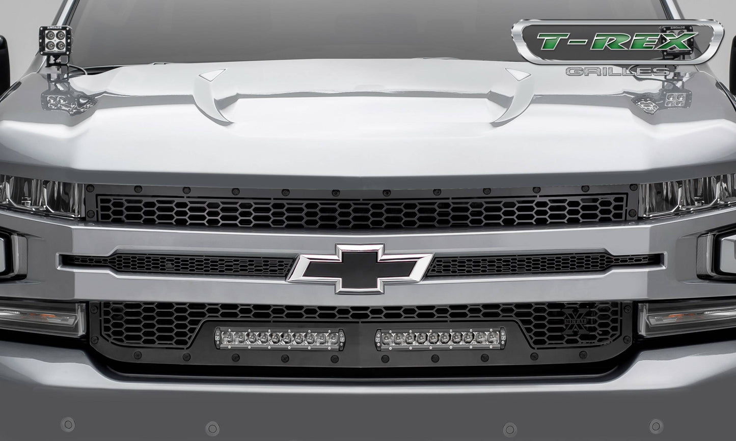 T-Rex 2019 Chevrolet Silverado 1500 Stealth Laser Torch Grille, 1 Pc, Replacement (Black Mild Steel)