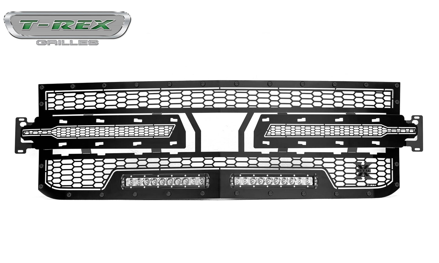 T-Rex 2019 Chevrolet Silverado 1500 Stealth Laser Torch Grille, 1 Pc, Replacement (Black Mild Steel)