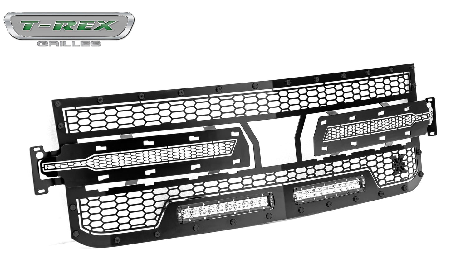 T-Rex 2019 Chevrolet Silverado 1500 Stealth Laser Torch Grille, 1 Pc, Replacement (Black Mild Steel)