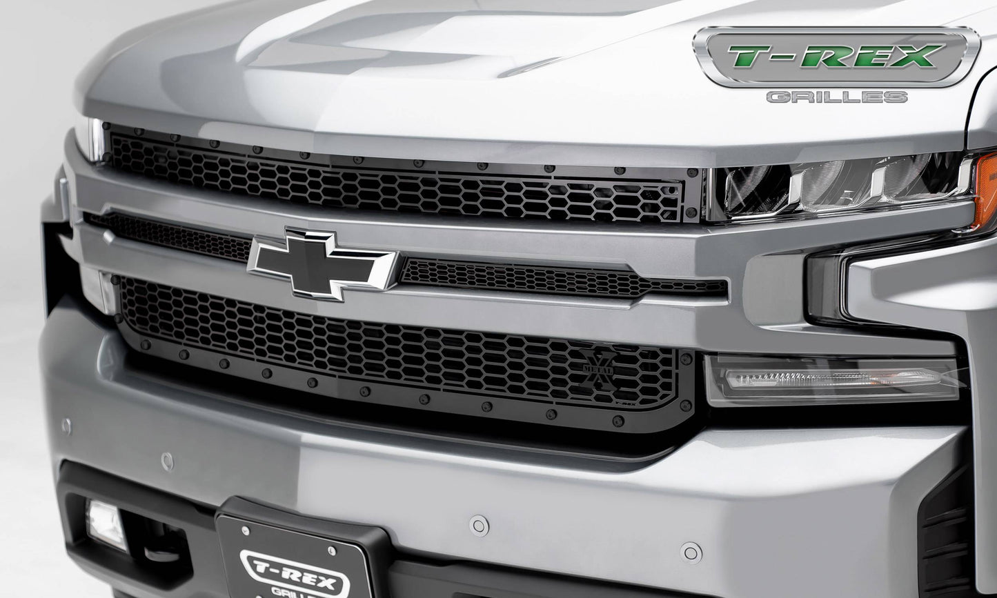 T-Rex 2019 Chevrolet Silverado 1500 Stealth Laser X Grille, 1 Pc, Replacement (Black Mild Steel)