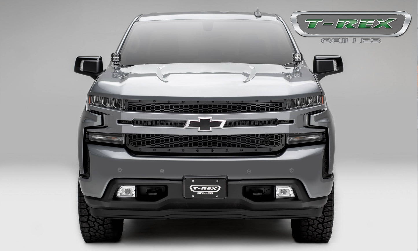 T-Rex 2019 Chevrolet Silverado 1500 Stealth Laser X Grille, 1 Pc, Replacement (Black Mild Steel)