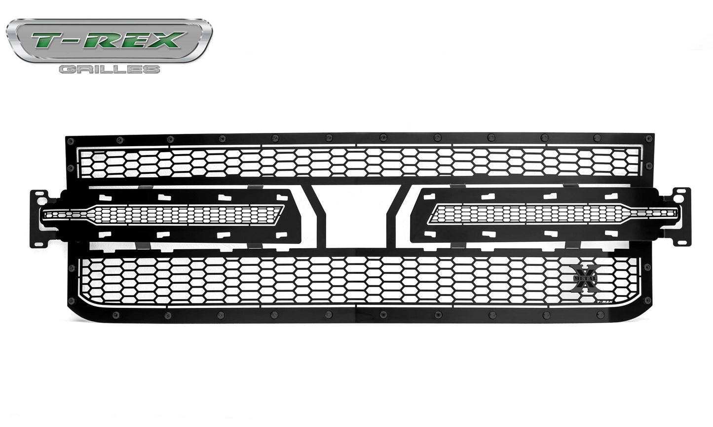 T-Rex 2019 Chevrolet Silverado 1500 Stealth Laser X Grille, 1 Pc, Replacement (Black Mild Steel)