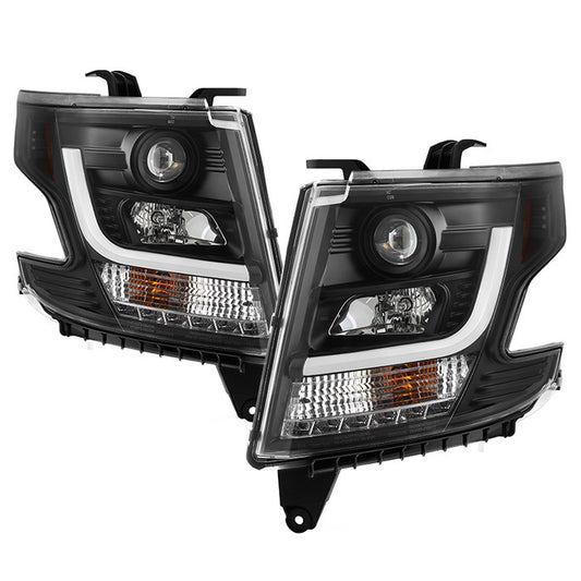 2015 -2016 Chevy Tahoe / Suburban Projector Headlights - DRL LED - Black