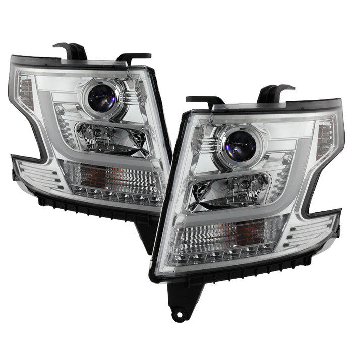 2015 -2016 Chevy Tahoe / Suburban Projector Headlights - DRL LED - Chrome