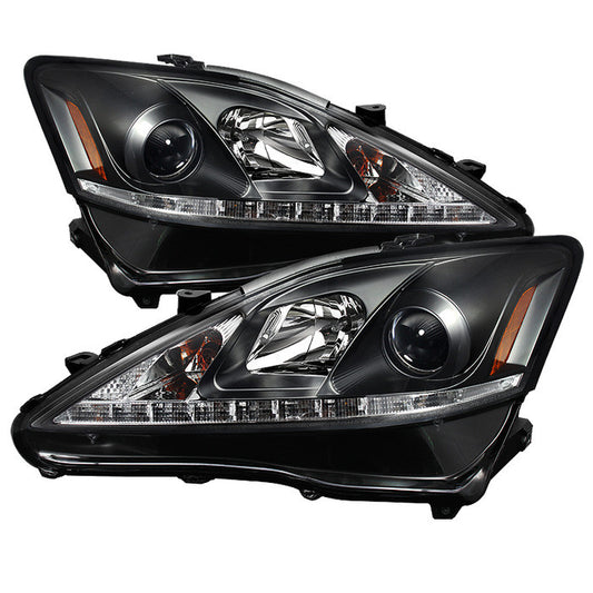 2006-2010 Lexus IS250/350 Projector Headlights - DRL LED - Black