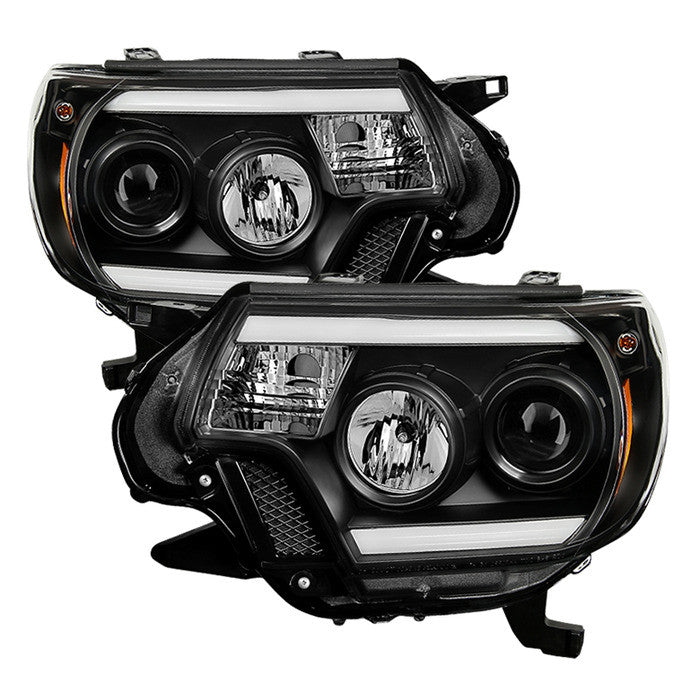 2012-15 Toyota Tacoma Projector Headlights - Light Bar DRL - Black