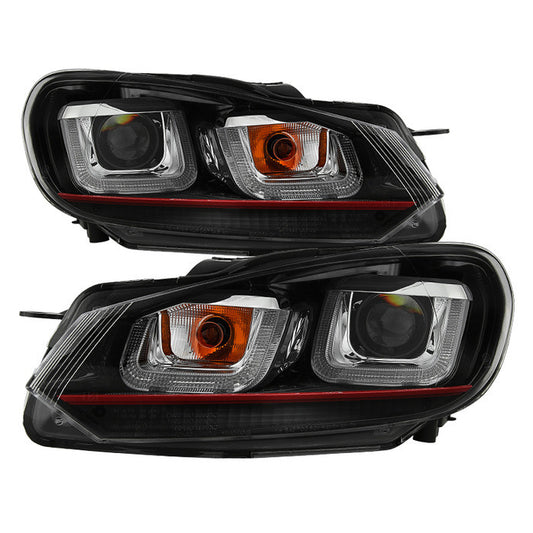 2010-13 Volkswagen Golf / GTI Version 3 Projector Headlights - Halogen Model Only ( Not Compatible With Xenon/HID Model ) - Dual U DRL - Black